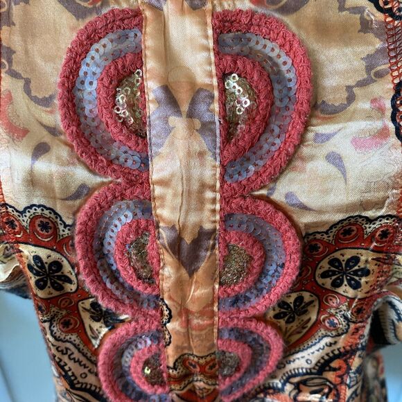 Oneworld Blouse Women’s Size PXL Sleeveless Scoop Neck Sequins Hippie Boho - Picture 3 of 12